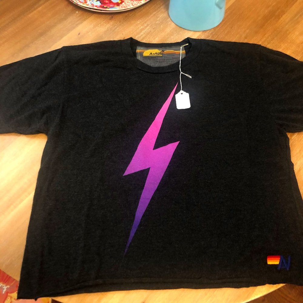Aviator Nation Pink Bolt Boyfriend Tee M